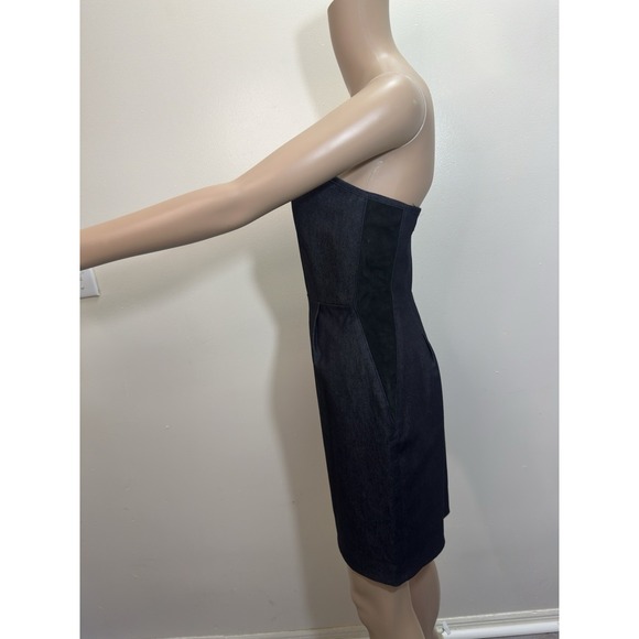 Rag & Bone Women's Denim Black Dress With Pockets Strapless Size 4 - Picture 4 of 9